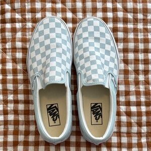 Vans blue/white checkerboard slip ons (men’s 7.5/ women’s 9)